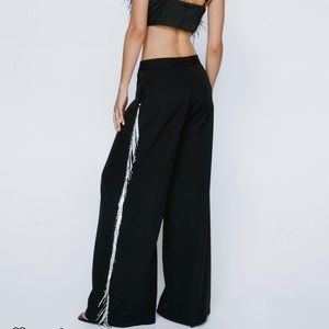 CRYSTAL TRIM WIDE LEG PANT